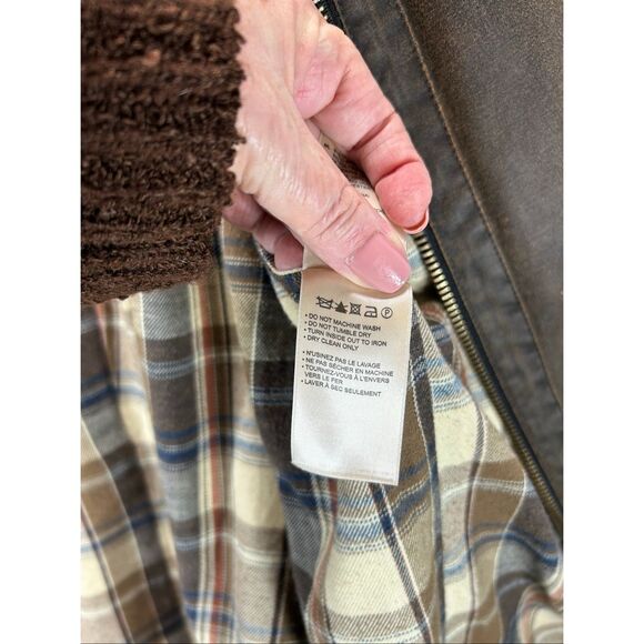 True Nation 2XLT Waxed Cotton Chore Barn Jacket Brown Plaid Line Rugged Workwear - Picture 10 of 14
